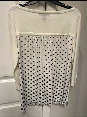 Women’s White House Black Market Polka Dot Embellished Shirt Brand New